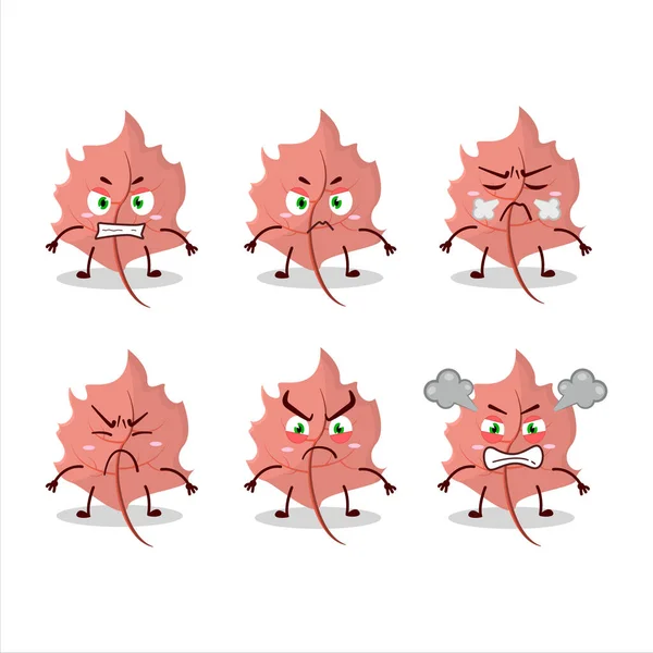 Pink Maple Cartoon Character Various Angry Expressions Vector Illustration — Stock Vector