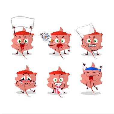 Çekici bir destekçi olarak pembe akçaağaç karakterinin maskot tasarımı. Vektör illüstrasyonu