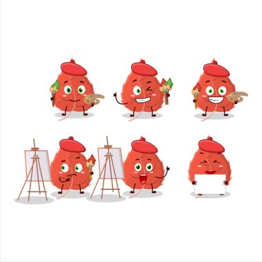 Huş yaprağı çizgi film karakterinin fırçalı sanatçısı. Vektör illüstrasyonu