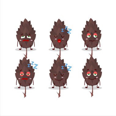 Uykulu ifadeli kozalaklı çizgi film karakteri. Vektör illüstrasyonu