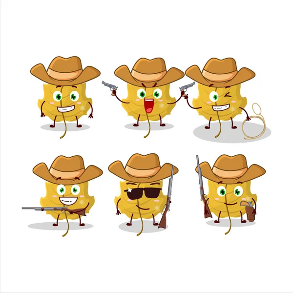 Cowboy Fresco Personagem Desenhos Animados Folha Avelã Com Chapéu Bonito — Vetor de Stock