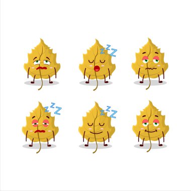 Uykulu ifadeli fındık yaprağının çizgi film karakteri. Vektör illüstrasyonu