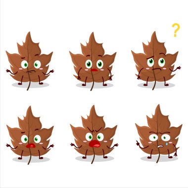 Akçaağaç yaprağının çizgi film karakteri hangi ifadeyle? Vektör illüstrasyonu