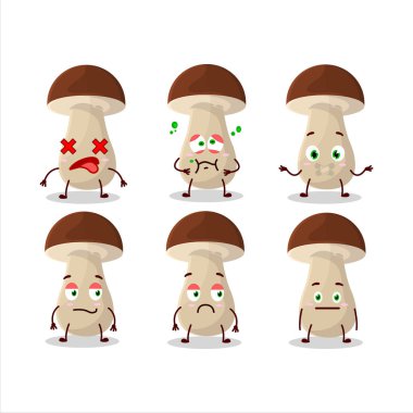 İfadesiz Boletus Edulis çizgi film karakteri. Vektör illüstrasyonu