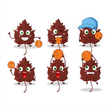 Basketbol atleti olarak yetenekli bir Hawthorn yaprağı çizgi film karakteri. Vektör illüstrasyonu