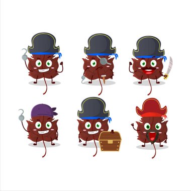 Çeşitli korsan ifadeleri olan dikenli yaprağın çizgi film karakteri. Vektör illüstrasyonu