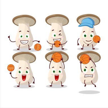 Basketbol atleti olarak yetenekli bir kral trompet karakteri. Vektör illüstrasyonu