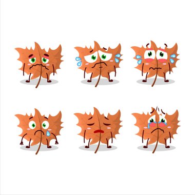 Akçaağaç Yaprağı karikatürü hüzünlü bir ifadeyle karakterde. Vektör illüstrasyonu