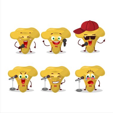 Chanterelle 'in ünlü bir şarkı söylediği şirin bir çizgi film tasarımı. Vektör illüstrasyonu