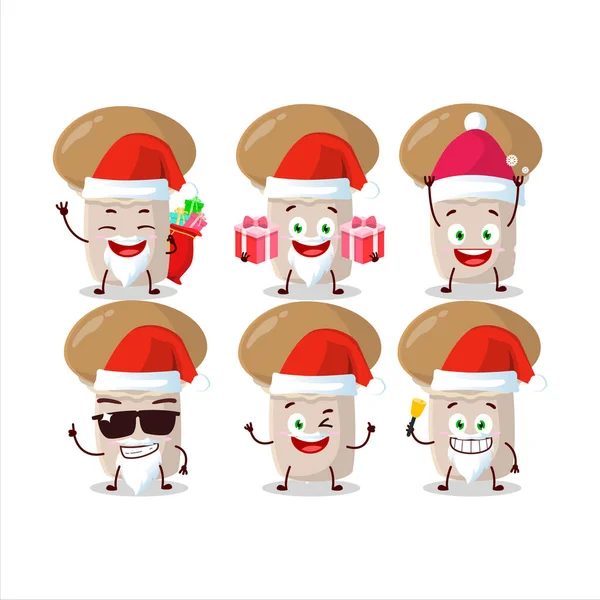 Emoticones Santa Claus Con Personaje Dibujos Animados Champignon Ilustración Vectorial — Vector de stock