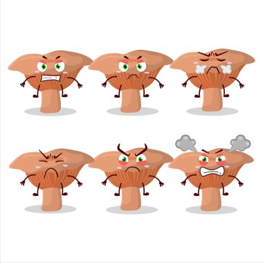 Çeşitli kızgın ifadeleri olan Niscalo çizgi film karakteri. Vektör illüstrasyonu