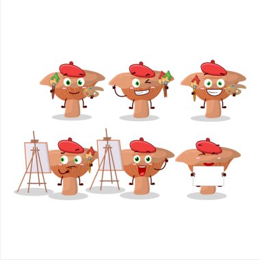 Niscalo karikatür karakteri ressamı fırçayla. Vektör illüstrasyonu