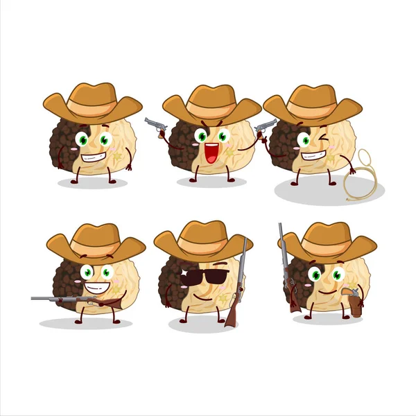 Cool Cowboy Truffle Cartoon Character Cute Hat Vector Illustration — Stock Vector