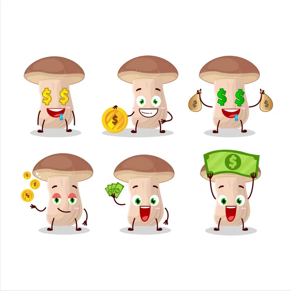 Brown Cap Boletus Personaggio Dei Cartoni Animati Con Emoticon Carino — Vettoriale Stock