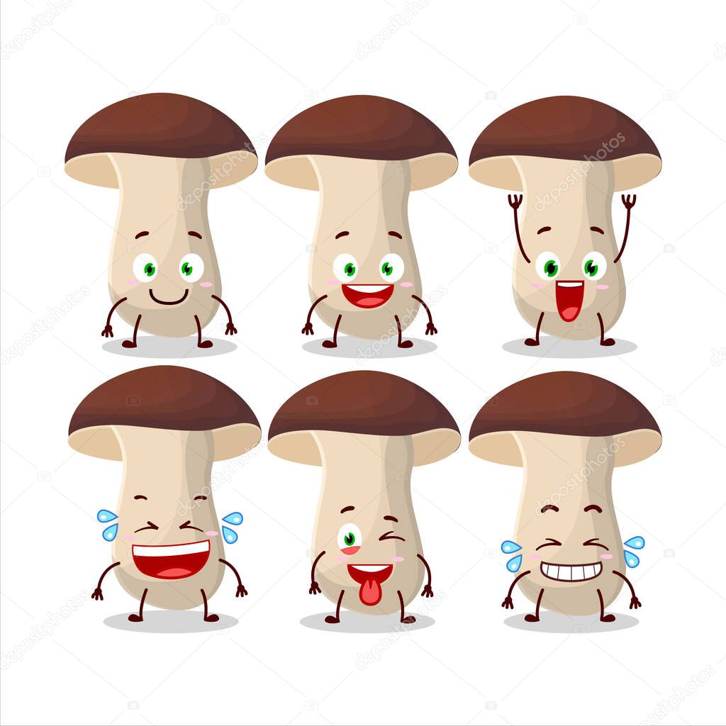 Cartoon character of porcini with smile expression. Vector illustration