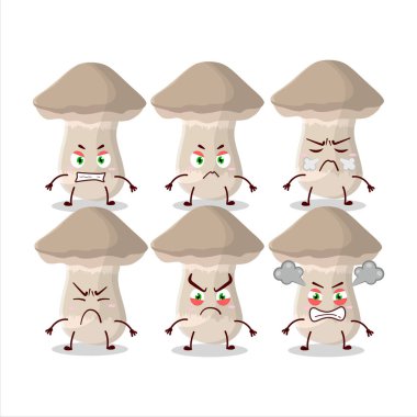 Değişik sinirli ifadeleri olan mantar çizgi film karakteri. Vektör illüstrasyonu