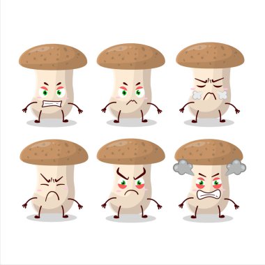 Çeşitli sinirli ifadeleri olan Shimeji çizgi film karakteri. Vektör illüstrasyonu