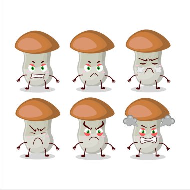 Çeşitli kızgın ifadeleri olan Aspen çizgi film karakteri. Vektör illüstrasyonu