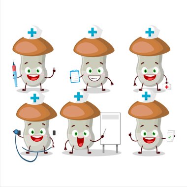 Aspen çizgi film karakterli doktor mesleği simgesi. Vektör illüstrasyonu