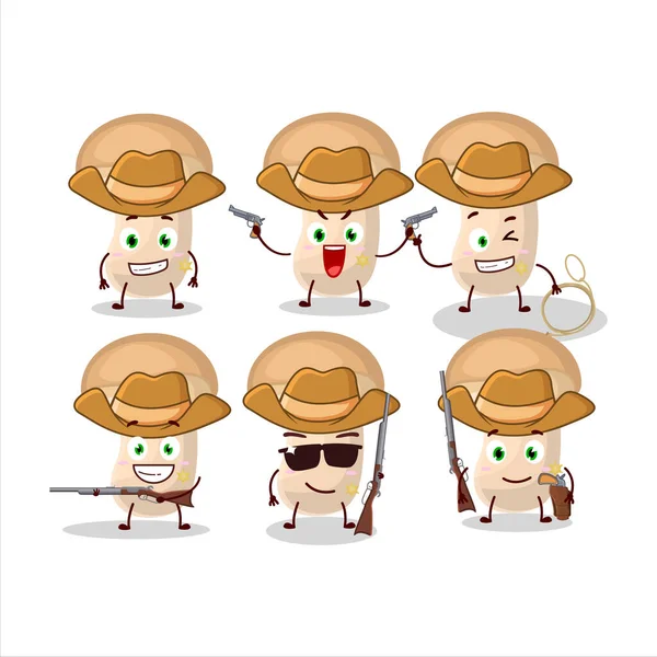 Coole Cowboy Scheibe Enokitake Cartoon Figur Mit Einem Niedlichen Hut — Stockvektor