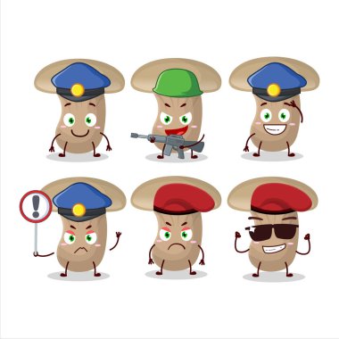 Süt maskotu tasarım tarzında kendini işine adamış bir polis memuru. Vektör illüstrasyonu