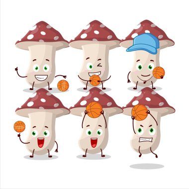 Basketbol atleti olarak yetenekli bir amanita çizgi film karakteri. Vektör illüstrasyonu