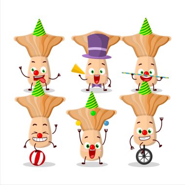 Laktarius 'un çeşitli sirk gösterileri olan çizgi film karakteri. Vektör illüstrasyonu