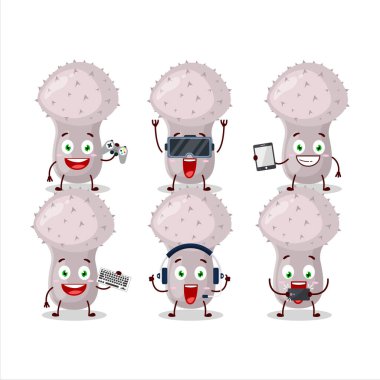 Puffball çizgi film karakteri çeşitli şirin ifadelerle oyunlar oynuyor. Vektör illüstrasyonu