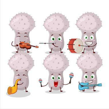 Bazı müzik enstrümanları çalan çizgi film karakteri. Vektör illüstrasyonu