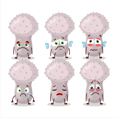 Hüzünlü ifadeli, karakterli bir tüy yumağı çizgi filmi. Vektör illüstrasyonu