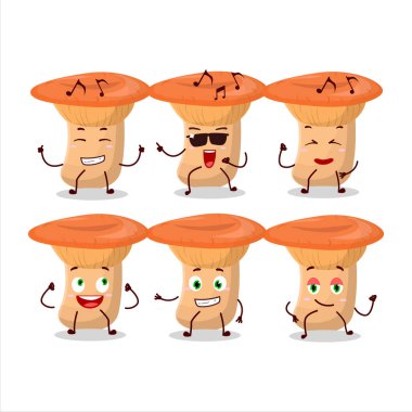 Safron Milkcap dansçısının müzikten hoşlanan çizgi film karakteri. Vektör illüstrasyonu