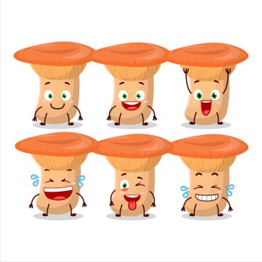 Safron Milkcap 'ın gülümseyen yüz ifadesiyle çizgi film karakteri. Vektör illüstrasyonu