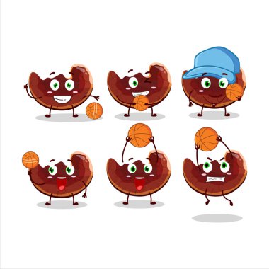 Basketbol atleti olarak yetenekli lingzhi mantarı çizgi film karakteri. Vektör illüstrasyonu