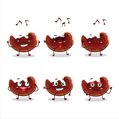 Mantar mantarı dansçısının müzikten hoşlanan çizgi film karakteri. Vektör illüstrasyonu