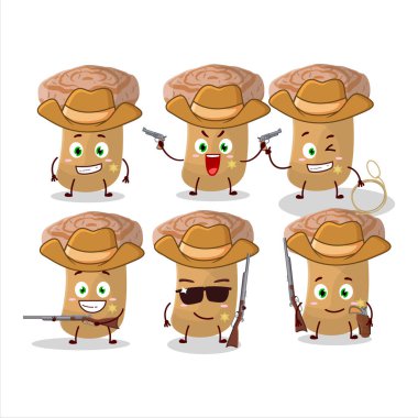 Şirin şapkalı havalı kovboy yünlü çizgi film karakteri. Vektör illüstrasyonu