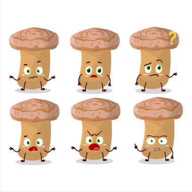 Tüylü süt kapağının çizgi film karakteri. Hangi ifadeyle? Vektör illüstrasyonu