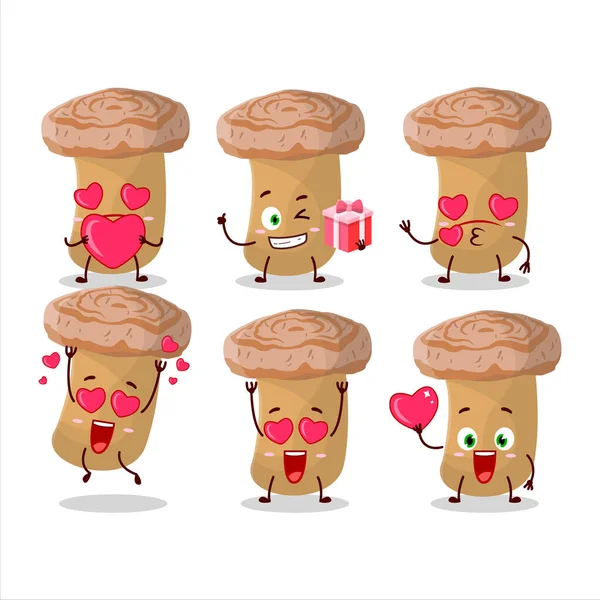 Μαλλί Milkcap Χαρακτήρα Κινουμένων Σχεδίων Αγάπη Χαριτωμένο Emoticon Εικονογράφηση Διανύσματος — Διανυσματικό Αρχείο