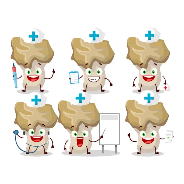 Médico Emoticon Profissão Com Personagem Desenho Animado Cogumelo Ouriço Ilustração —  Vetores de Stock