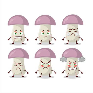 Değişik kızgın ifadeleri olan kaba mantar çizgi film karakteri. Vektör illüstrasyonu