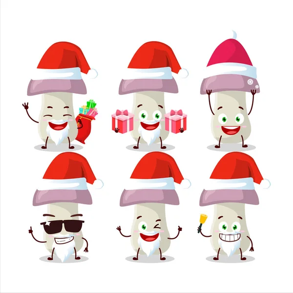 Emoticon Babbo Natale Con Personaggio Cartone Animato Fungo Grezzo Illustrazione — Vettoriale Stock