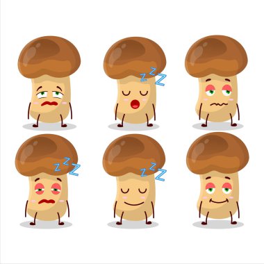 Uykulu ifadeli saman mantarının çizgi film karakteri. Vektör illüstrasyonu