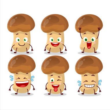 Gülen suratlı saman mantarının çizgi film karakteri. Vektör illüstrasyonu