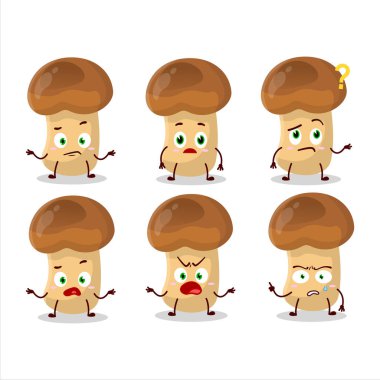 Saman mantarının çizgi film karakteri, hangi ifadeyle. Vektör illüstrasyonu