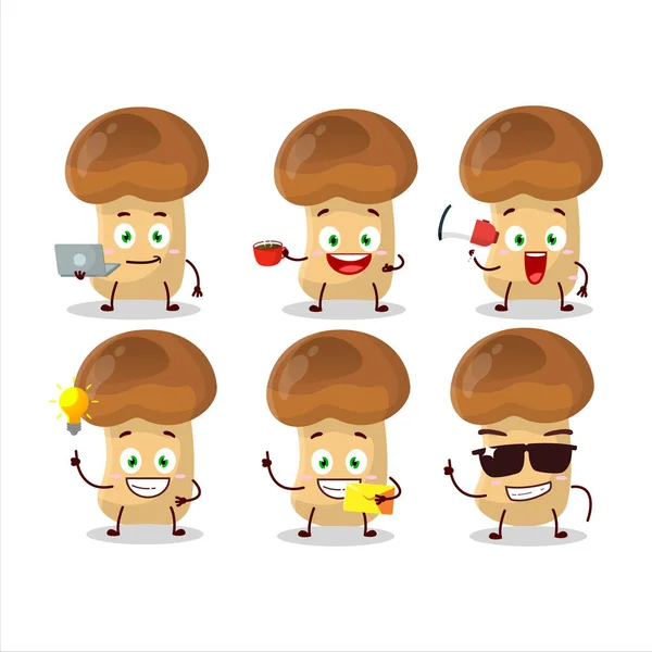 Personaje Dibujos Animados Setas Paja Con Varios Tipos Emoticonos Negocios — Vector de stock