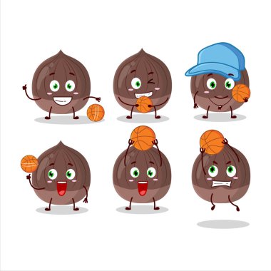 Basketbol atleti olarak yetenekli bir kestane çizgi film karakteri. Vektör illüstrasyonu