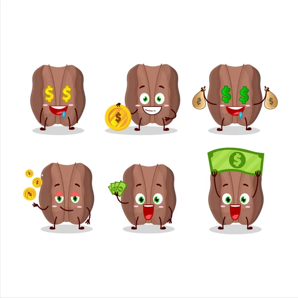 Pecans Personagem Desenho Animado Com Emoticon Bonito Trazer Dinheiro Ilustração — Vetor de Stock