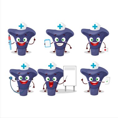 Actarius indigo çizgi film karakteri olan doktor mesleği simgesi. Vektör illüstrasyonu