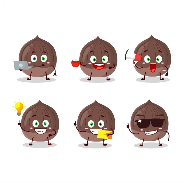 Chestnut Cartoon Character Various Types Business Emoticons Vector Illustration — Stock Vector
