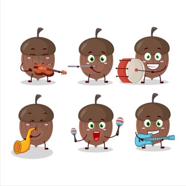 Palamut çizgi film karakteri müzik enstrümanları çalıyor. Vektör illüstrasyonu