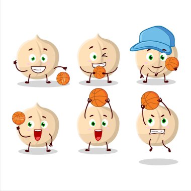 Basketbol atleti olarak macadamia çizgi film karakteri. Vektör illüstrasyonu